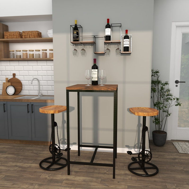 Kennelly 6 Bottle Wall Mounted Wine Bottle & Glass Rack in