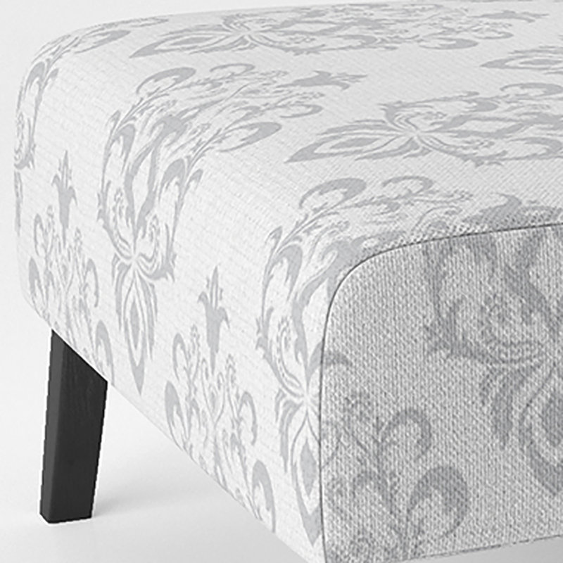 White Baroque Damask - Velvet Upholstered Patterned Accent Slipper Chair