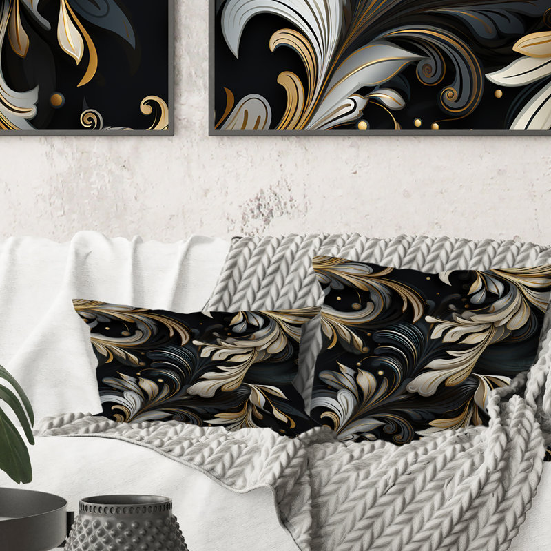 Coussin décoratif noir foncé Elegance I - Glam, H 16 po x l 16 po