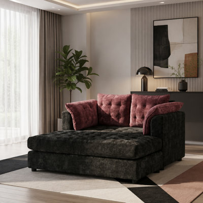 Modern Chaise Lounge Sofa, 54.7" Chenille 2-Seater Lounge Couch with Pillow Armrests, Tufted Cushions for Living Room Apartment