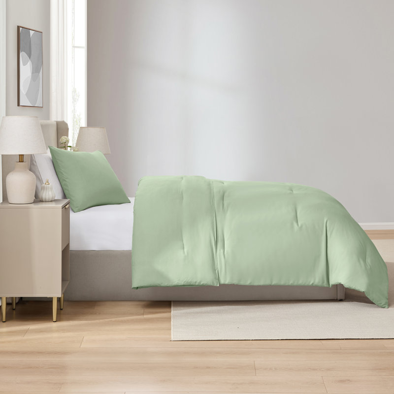  soft microfiber 2 piece comforter set with pillow sham, Sage Green, Twin Comforter + 1 Standard Sham