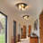 2-light Black Flush Mount Ceiling Light With Seeded Glass Shade For Hallway, Bedroom, Kitchen