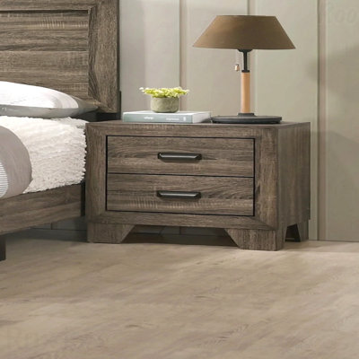 Rustic Gray Finish 2-Drawer Nightstand, 1pc Transitional Style with Metal Hardware