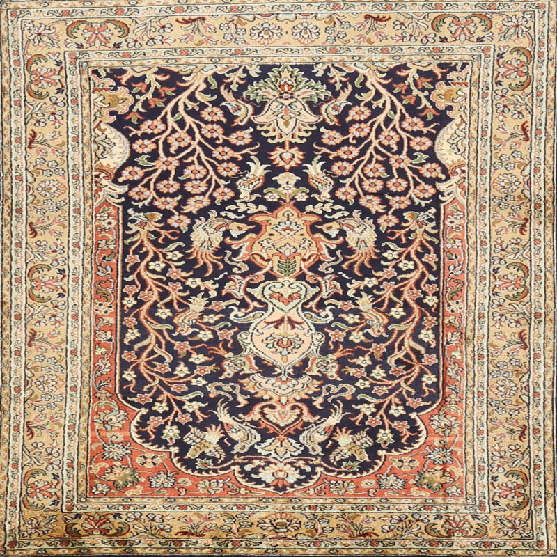 Tapis traditionnel gris / brun, Carré 8 pi