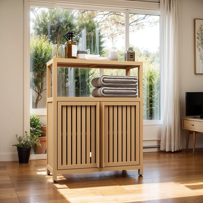 Meuble de rangement grande capacité en bambou, Naturel