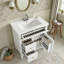 Meuble-lavabo simple de 30 po avec lavabo en céramique, armoire de rangement avec cadre en bois massif, 1 tiroir rabattable et 2 tiroirs latéraux-844635589
