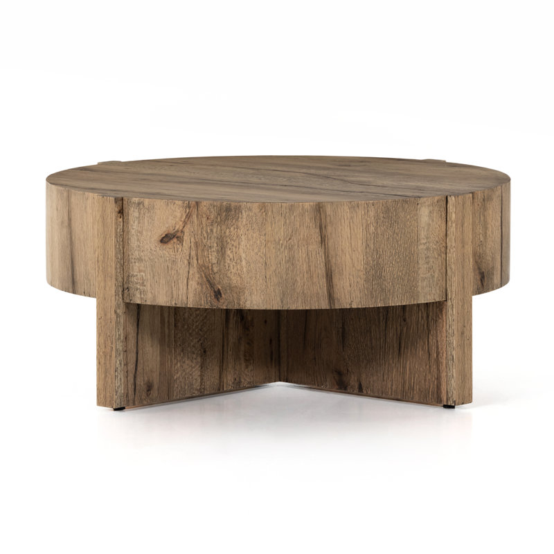 Bingham Coffee Table, Rustic Oak Veneer, 17.75"H x 41.5"W x 41.5"D