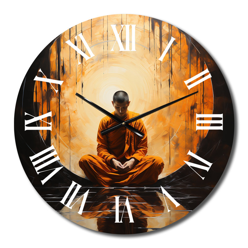 Horloge murale spirituelle Minimalisme, bouddhisme orange II, Petit