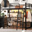 Lit mezzanine double en métal avec bureau et tiroirs, lumières à DEL, station de charge, espace de rangement spacieux Tiroirs d'escalier confortables - Escalier