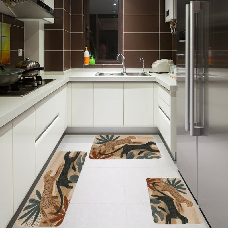 Tapis de cuisine à motif léopard 3 pièces Boho