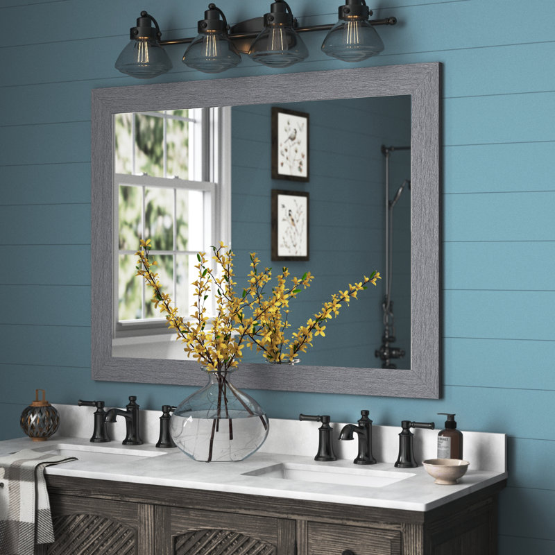 Turbeville Flat Wall Mirror, Gray, 35" x 45"