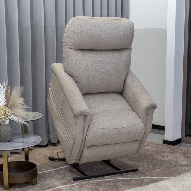 Tigerra Upholstered Heated Massage Chair, Beige 100% Polyester
