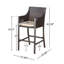 Tabouret de bar RIGA avec osier en PE et coussin, structure en fer durable et aluminium pour ensembles de bar