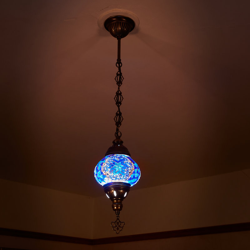 Karlie 1 - Light Antique Bronze Sphere Pendant, Blue