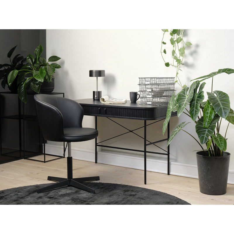 Teneasha Oval Writing Desk, Black Oak