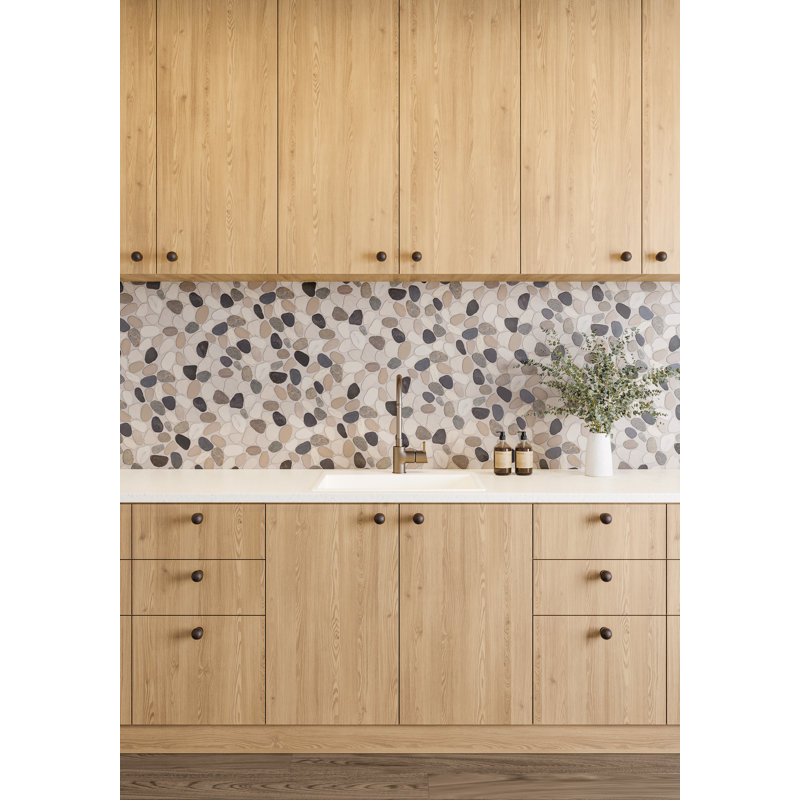 Waterbrook 12" x 12" Natural Stone Pebbles Wall & Floor Tile in Malaga Bay