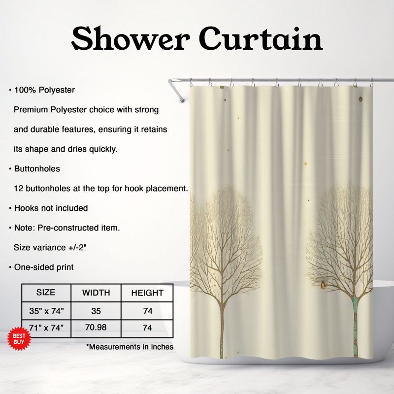 Winter Calm - Premium Shower Curtain, 71" W x 74" L