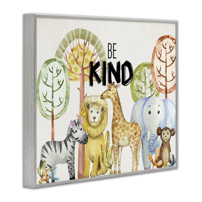 «Be Kind Jungle Animals», estampe numérique, conception de Kim Allen, Estampe numérique Farmhouse, H 24 po x l 30 po