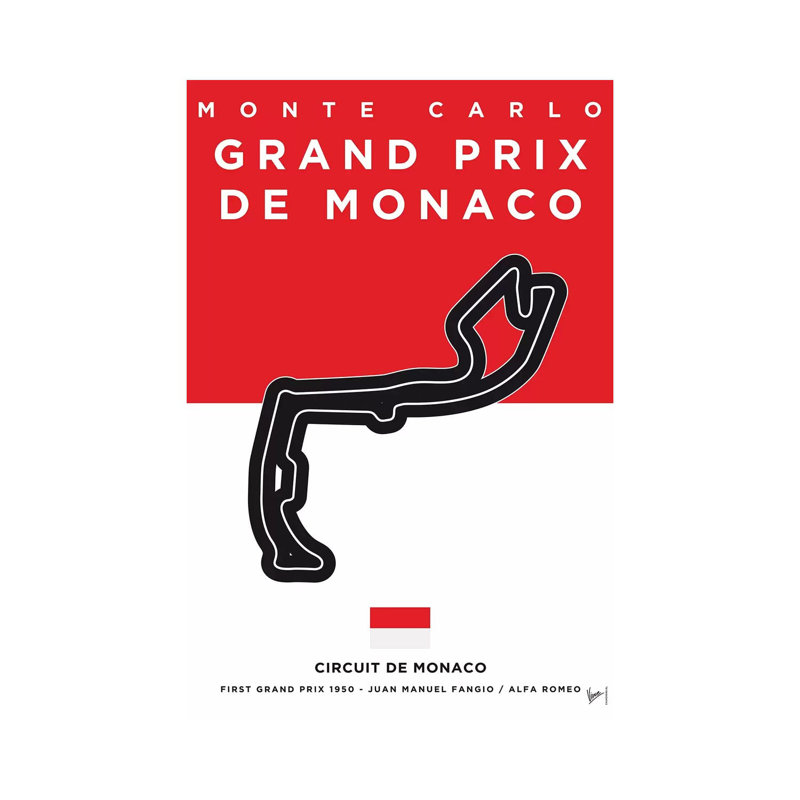 F1 Monaco Race Track Minimal Poster by Chungkong - Wrapped Canvas Print, 152.5 cm H x 101.5 cm W