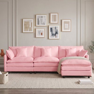 Modular L Shaped Sectional Sofa with Movable Ottoman