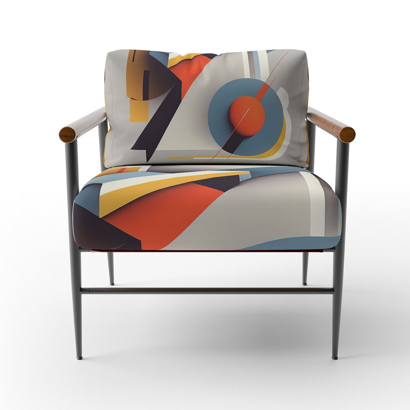 Daryanani - Fauteuil d'appoint géométrique abstrait en velours, Noir, noir, noir, noir