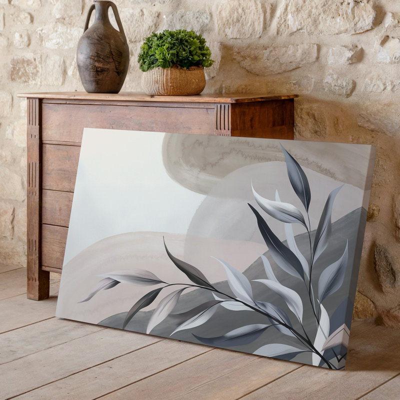 Toile, conception de papier peint sophistiquée présentant une composition abstraite d'art mural doux aux formes fluides dans des tons discrets de toile beige