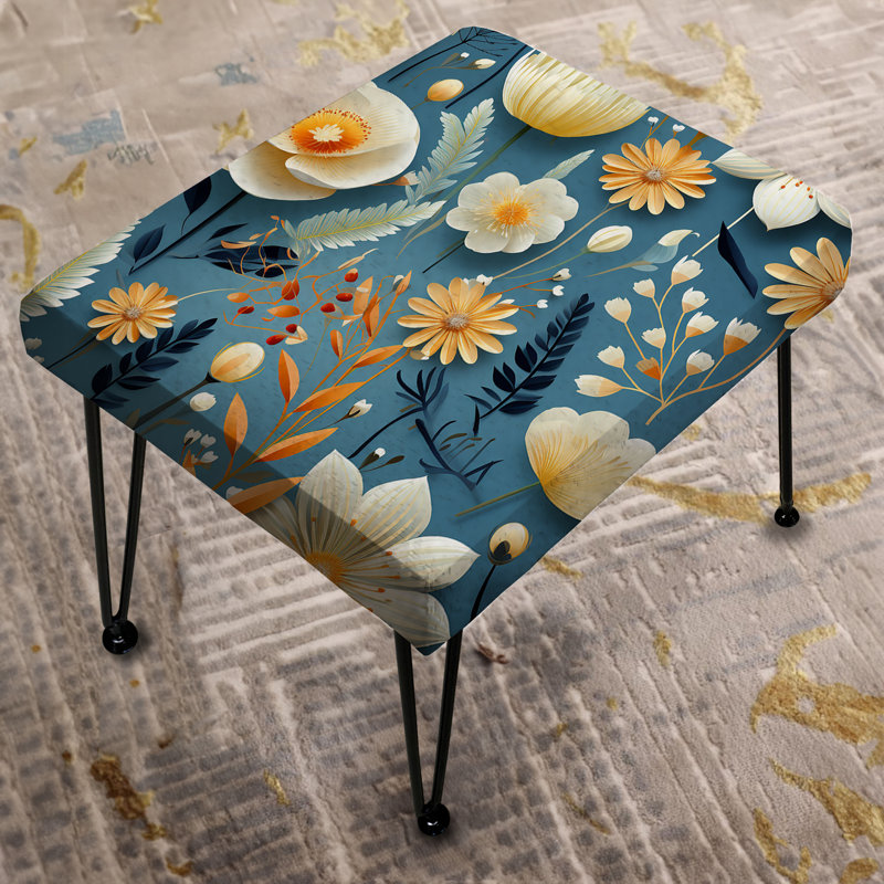 Coastal Flora And Fauna Coastal Pattern - Floral Rectangle Ottoman