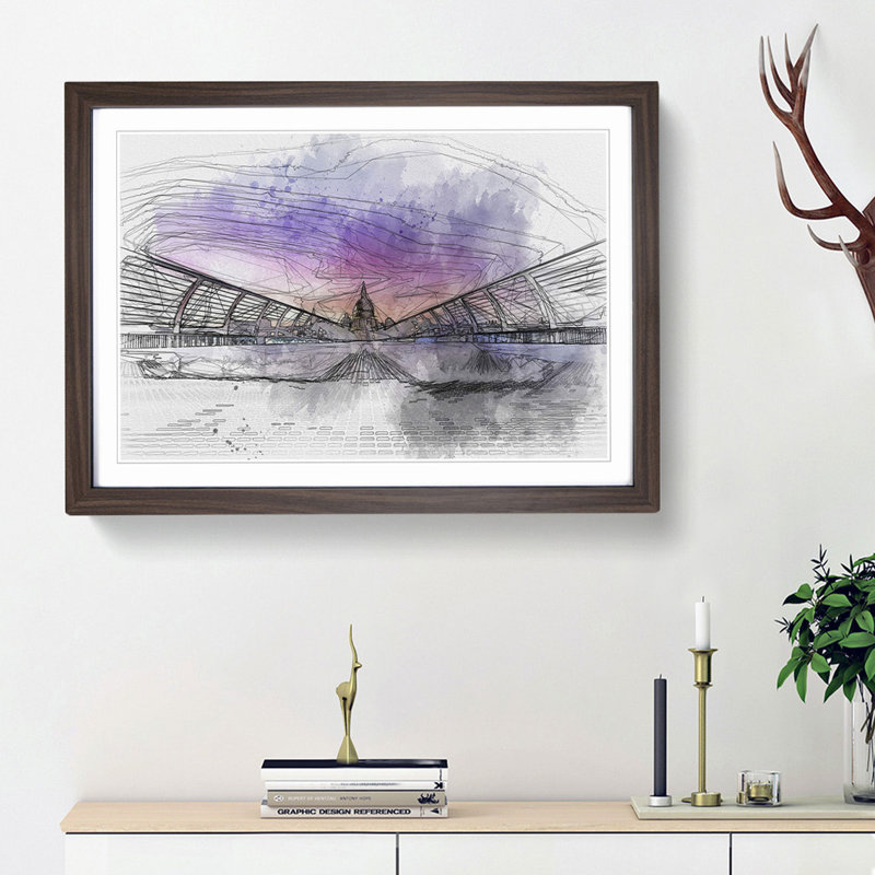 St. Pauls Cathedral in London in Abstract - Picture Frame Graphic Art Print, Walnut Framed, 27cm H x 36cm W x 2cm D
