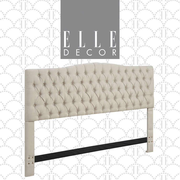 Elle Decor King Celeste Tufted Upholstered Padded Headboard with Contemporary Button Tufting