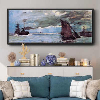 Seascape by Monet- Framed Canvas