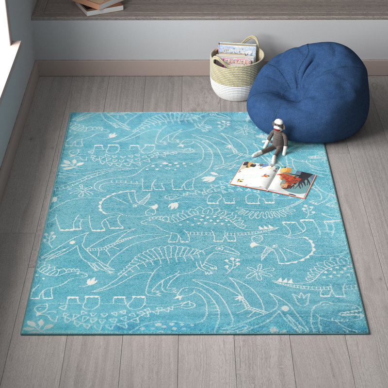 Tapis bleu marine Osgood, Rectangle 5 pi 3 po x 7 pi, Bleu sarcelle
