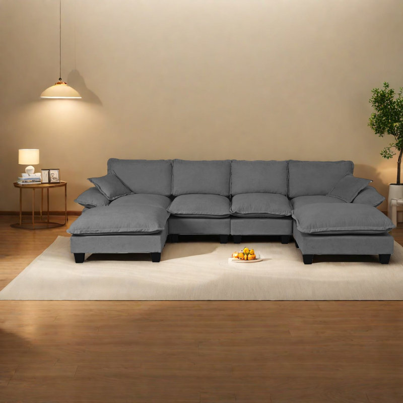 Canapé modulaire confortable en forme de U en forme de U à 6 sièges confortables