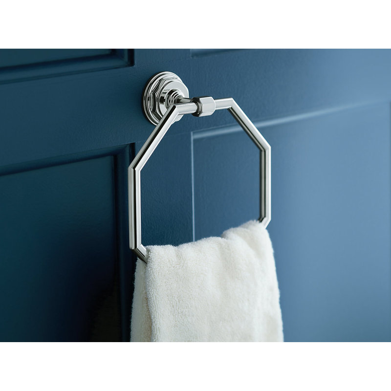 Pinstripe Wall Mounted Towel Ring, Polished Chrome