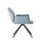 Fauteuil rembourré en cuir bleu clair et finition noire avec fonction pivotante