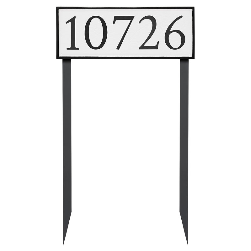 Enseigne d’adresse pour gazon à 1 ligne serif, Or, Blanc