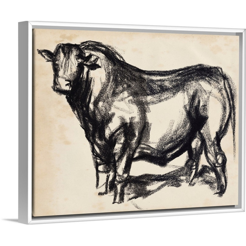 Black Angus II - reproduction d'art sur toile, H 25,7 po x l 31,7 po x P 1,75 po, Cadre flottant blanc