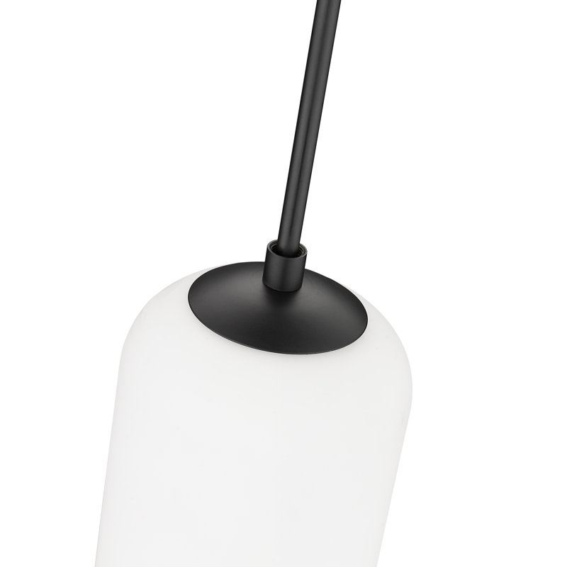 Luminaire suspendu cylindrique simple à 1 lumière Haddix, Noir mat, H 25 po x l 5,25 po x P 5 po