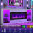 83" Fireplace TV Stand With Power Outlet, Large Media Console With 50" Fireplace, High Gloss Large Entertainment Center W/5000-Colors LED Lights & Drawers For Living Room, White-1713857740-1761993800