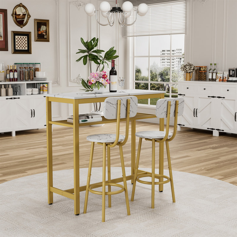 Ensemble de table de salle à manger avec 2 tabourets