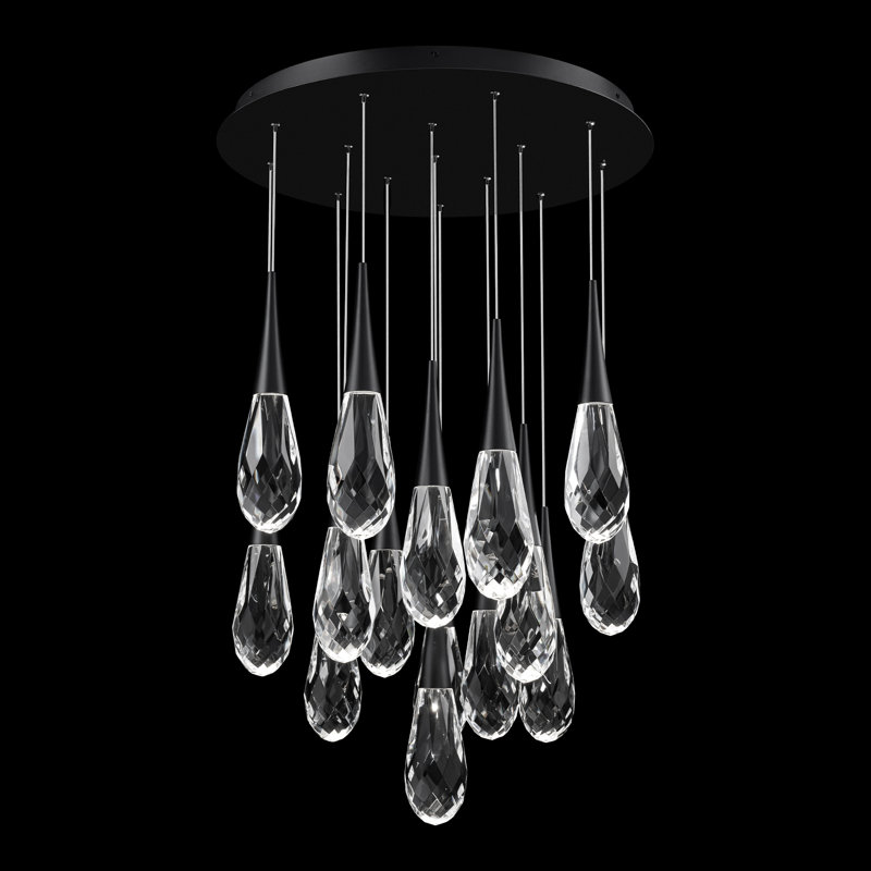 Hibiscus 15 - Light LED Pendant, Black