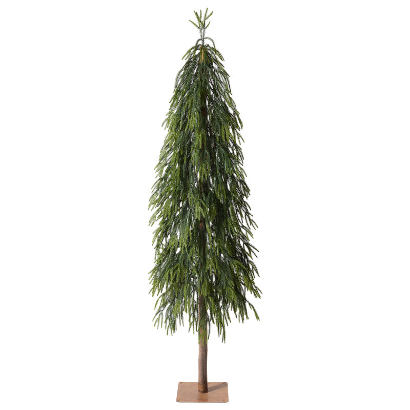 Sapin de Noël artificiel de 1,80 m avec tronc en bois véritable - Sapin de Noël réaliste en pin PE avec base en fer robuste pour une décoration sophistiquée de la maison et du bureau