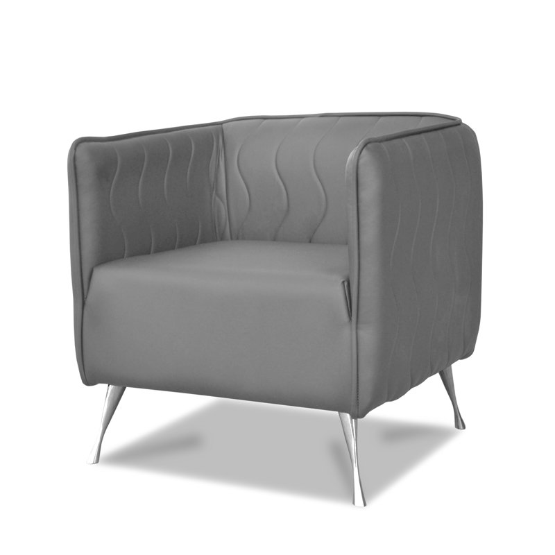 Molena Faux Leather Barrel Chair, Grey