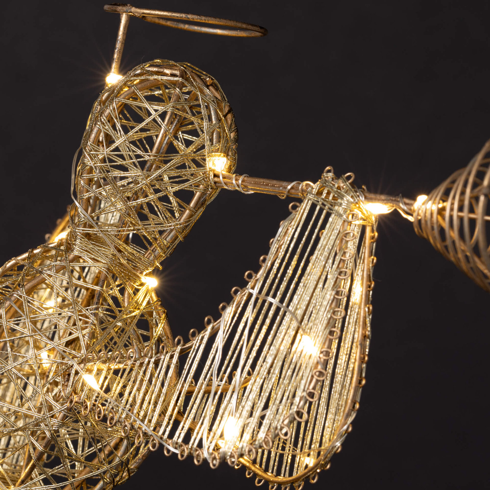 21" Christmas Large Lighted Silver Angel, Gold