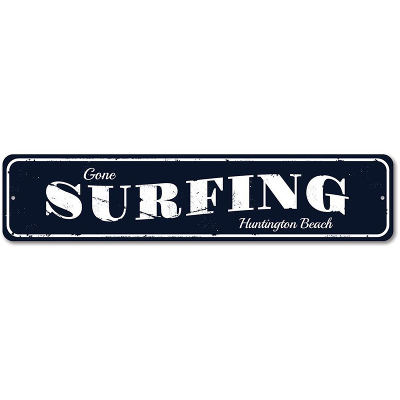 Panneau en aluminium Gone Surfing Beach, H 4 po x l 18 po x P 0,04 po