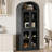 Black Farmhouse Arched Glass Door Bookshelf 71.4" Tall Wooden Display Cabinet for Living Room Office