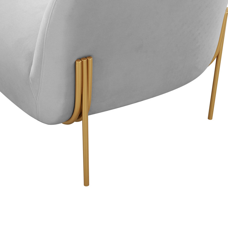Kandra Velvet Accent Chair, Gray Velvet