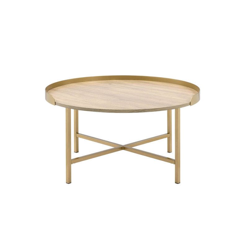 Mithea Oak & Gold Finish Coffee Table