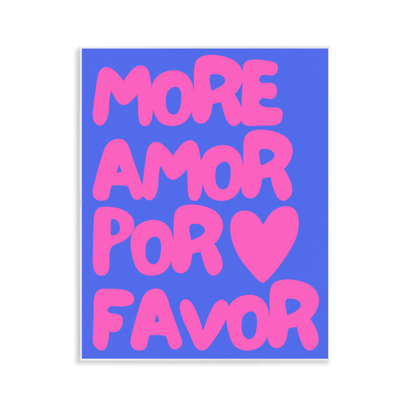 «More Amor», art mural bleu sur bois par House of Lulu
