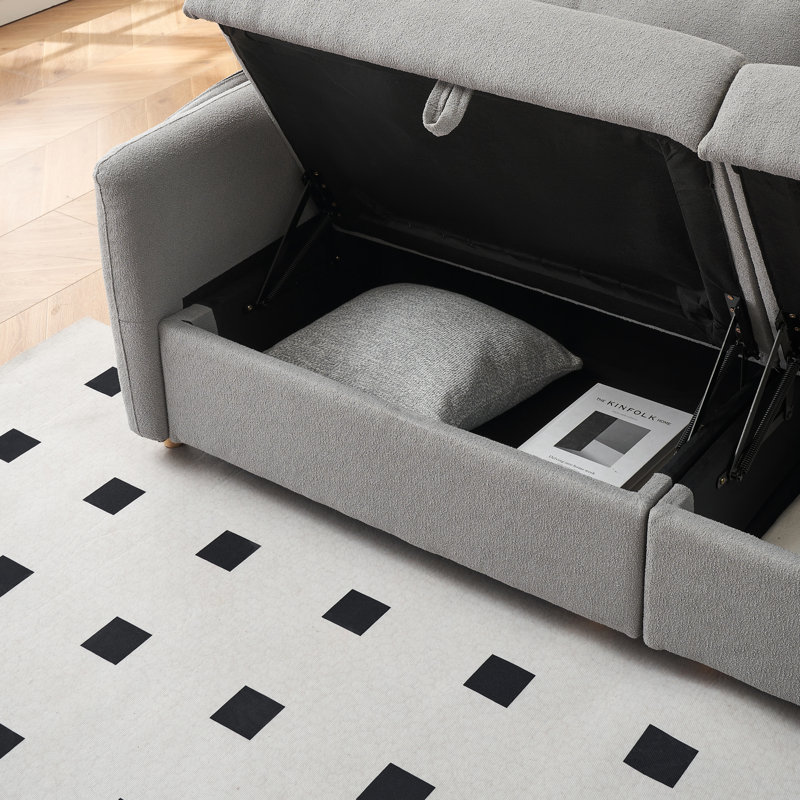 Canapé capitonné moderne en polyester avec rangement pour salon 80 po, Gris