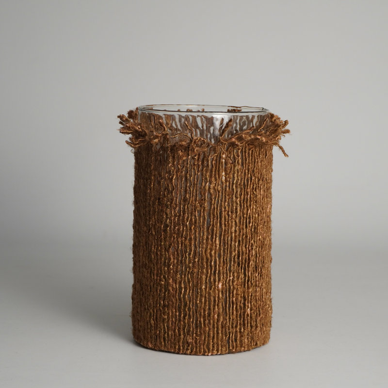 Porte-votive de table en verre, H 10 po x l 10 po, Brun